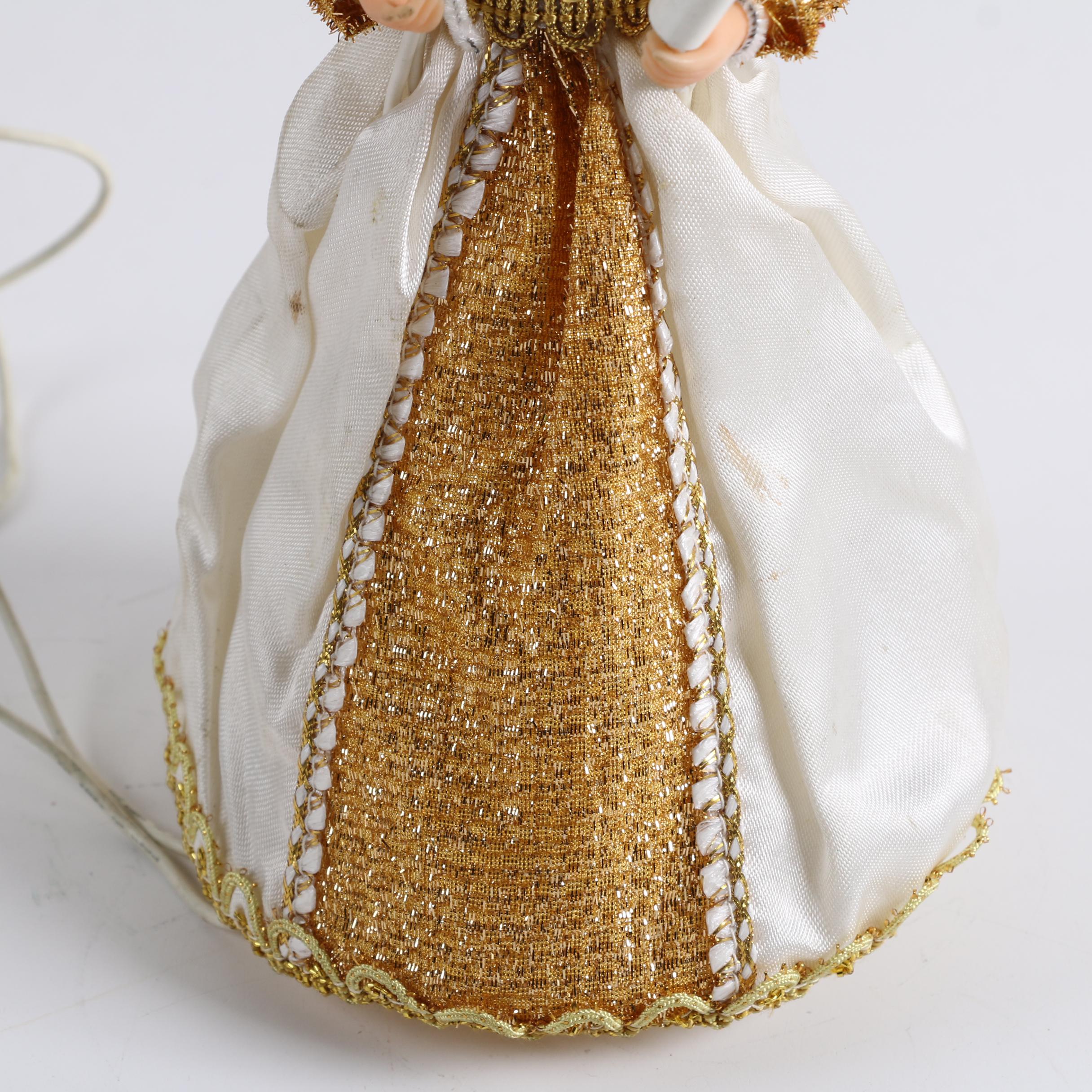 Gold Tone Candle Holder and Vintage Lighted Angel Tree Topper