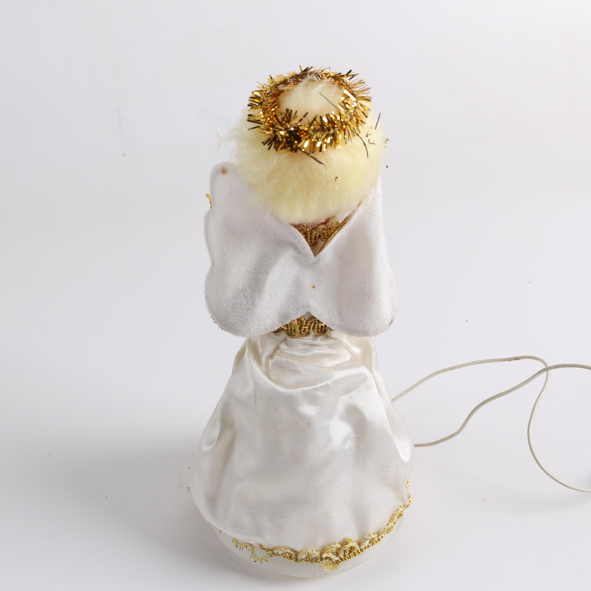 Gold Tone Candle Holder and Vintage Lighted Angel Tree Topper