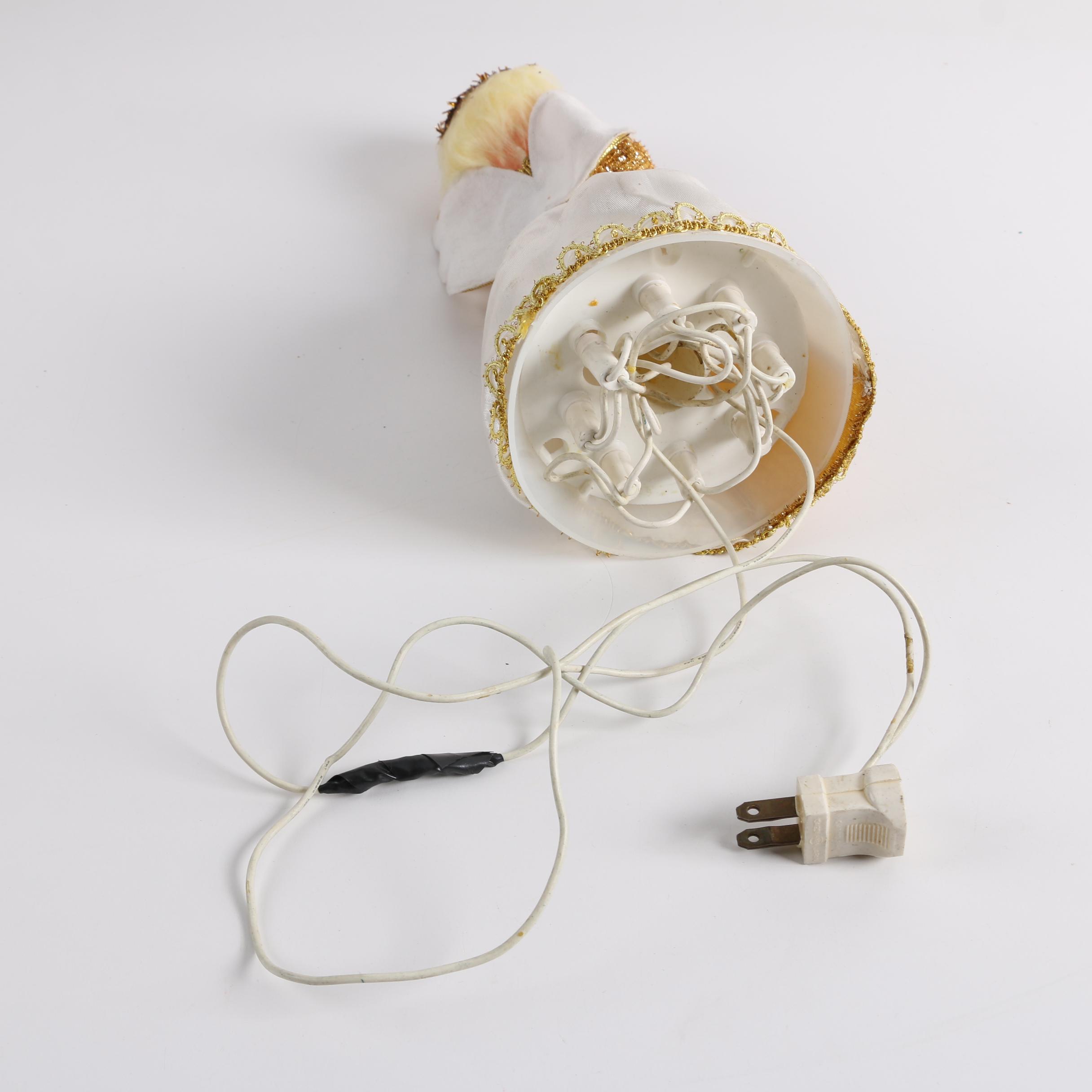 Gold Tone Candle Holder and Vintage Lighted Angel Tree Topper