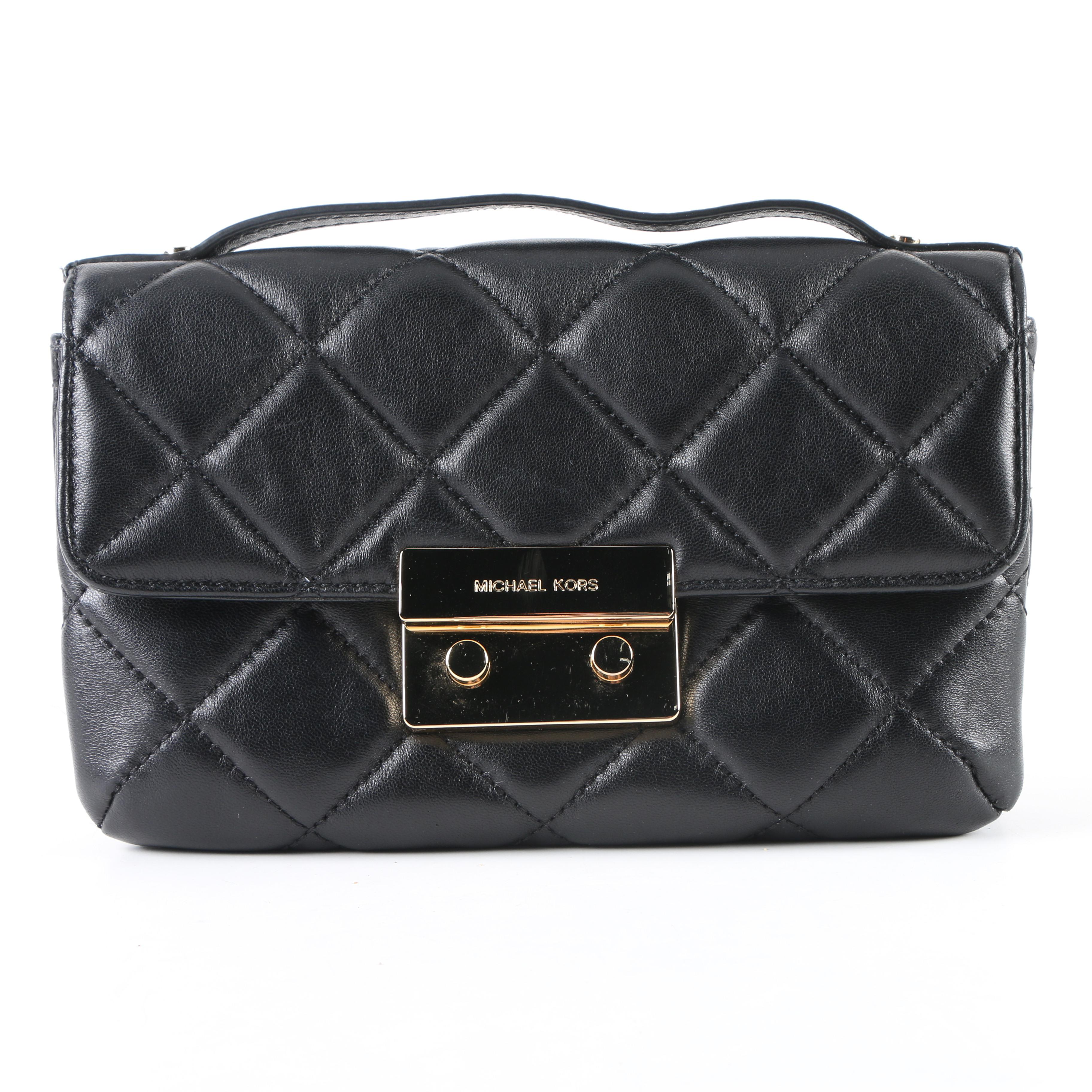 Michael Kors Quilted Black Leather Convertible Clutch with Coach Wallet