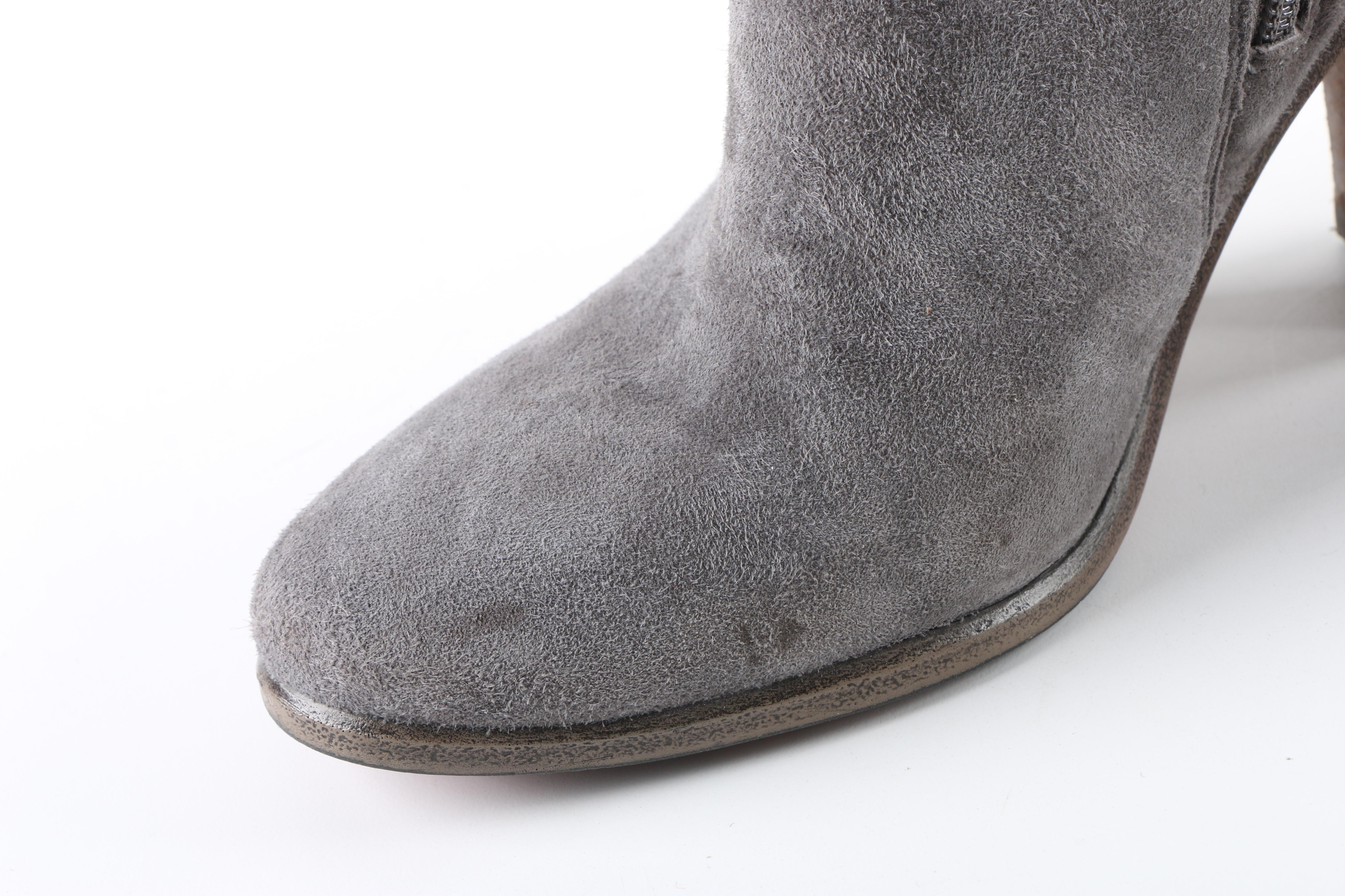 Vince Camuto Grey Suede Booties with Cut-Out Accents
