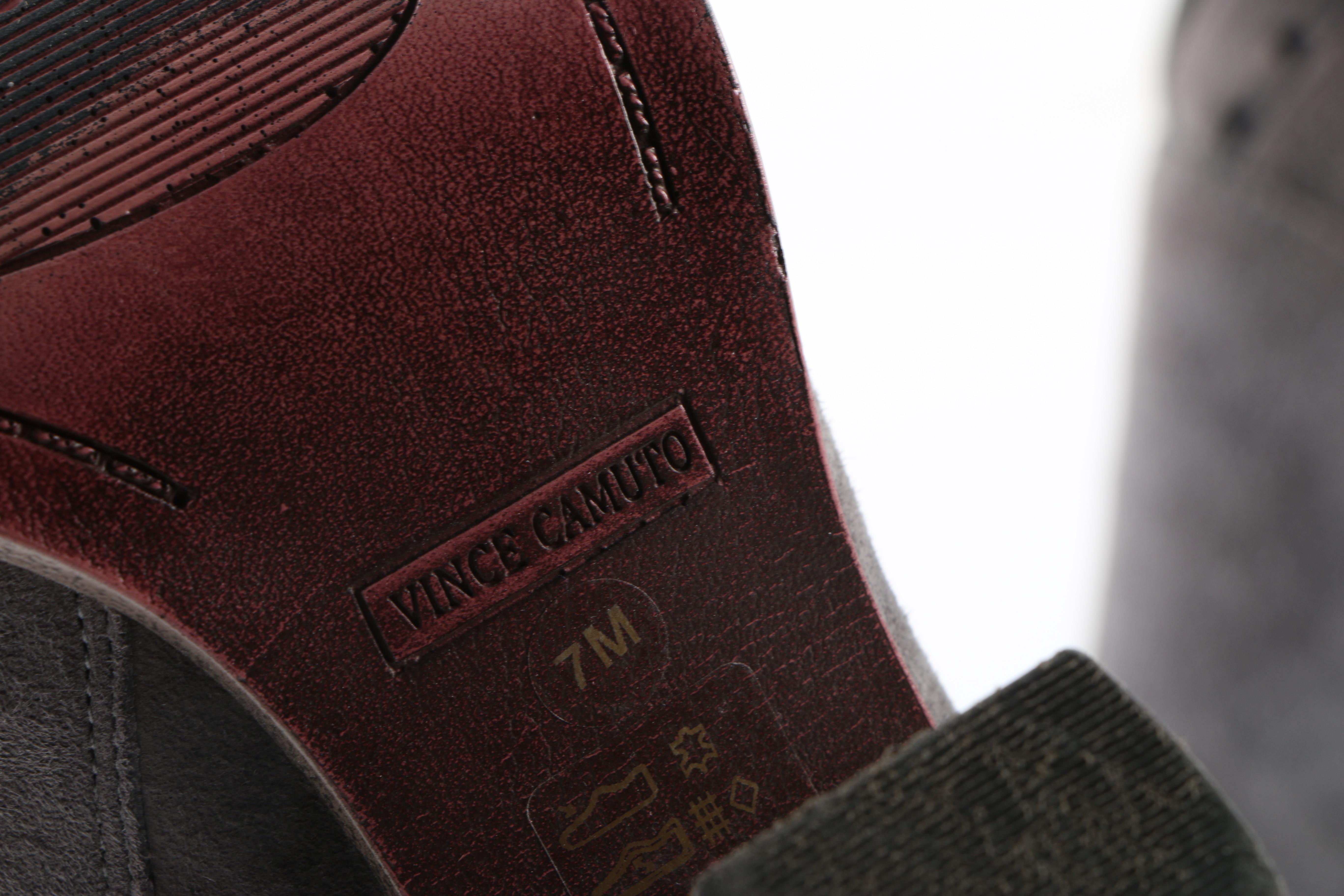 Vince Camuto Grey Suede Booties with Cut-Out Accents