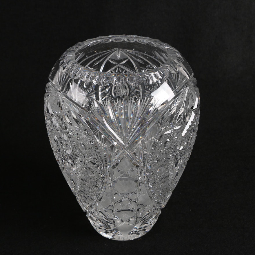American Brilliant Style Cut Crystal Flower Vase
