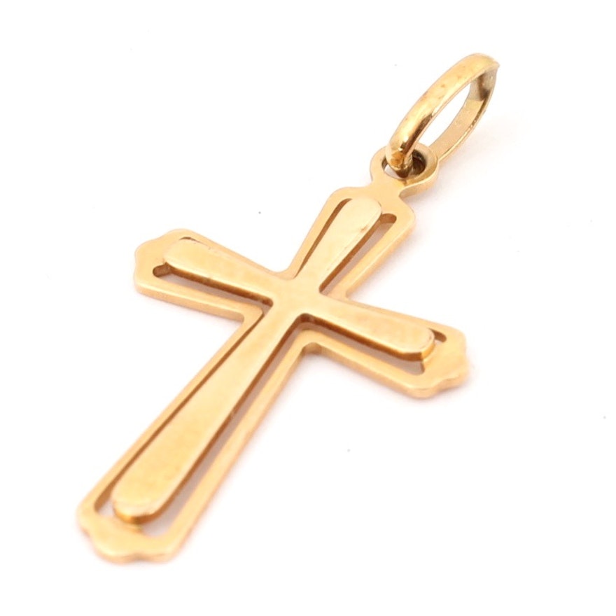 18K Yellow Gold Cross Pendant