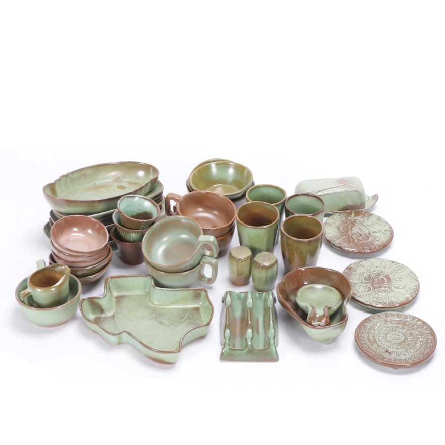 Vintage Frankoma Pottery "Prairie Green" Serveware