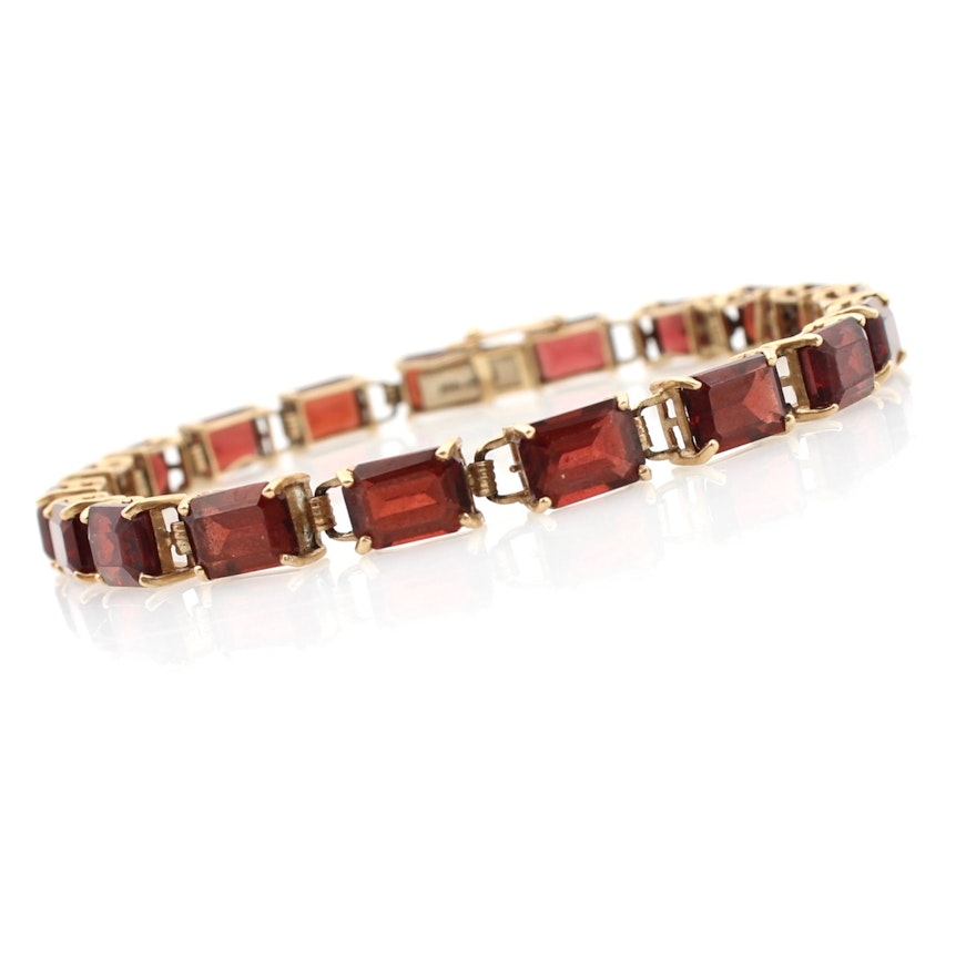 14K Yellow Gold Garnet Tennis Bracelet