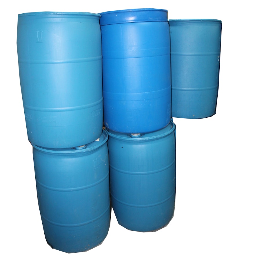 5 Fifty-Five Gallon BPA-Free Water Storage Barrels