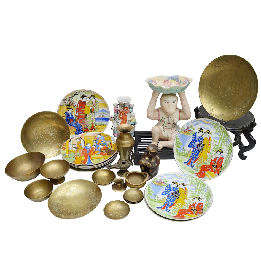 Asian Collectibles in Porcelain, Brass and Wood