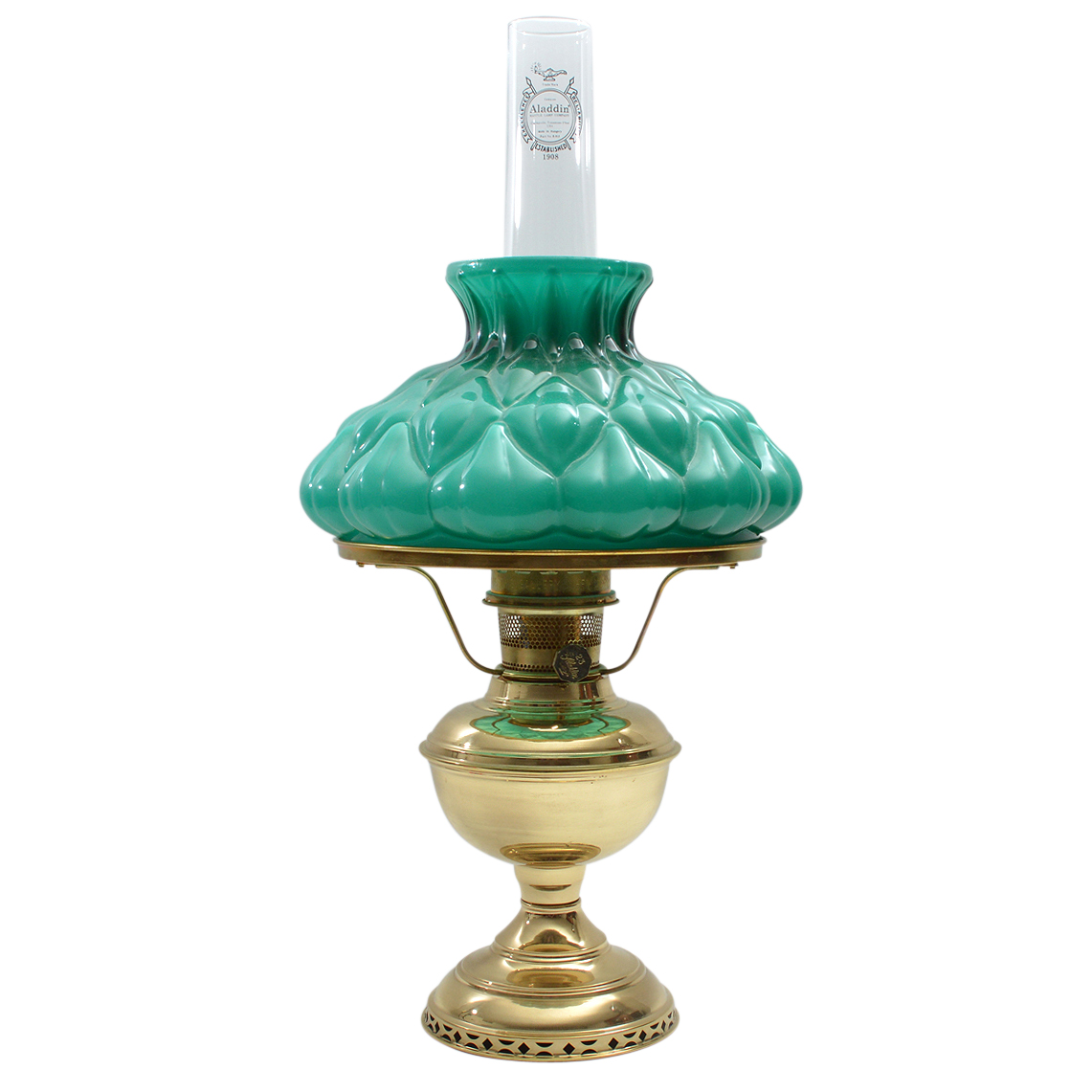 Aladdin 23 Brass and Cased Glass Oil Lamp