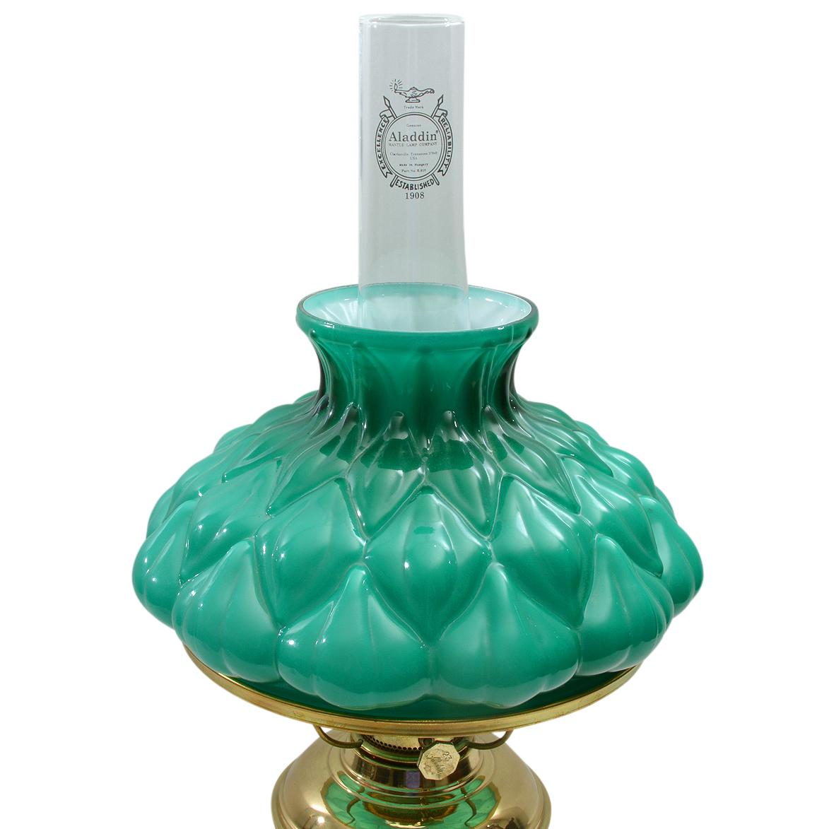 Aladdin 23 Brass and Cased Glass Oil Lamp