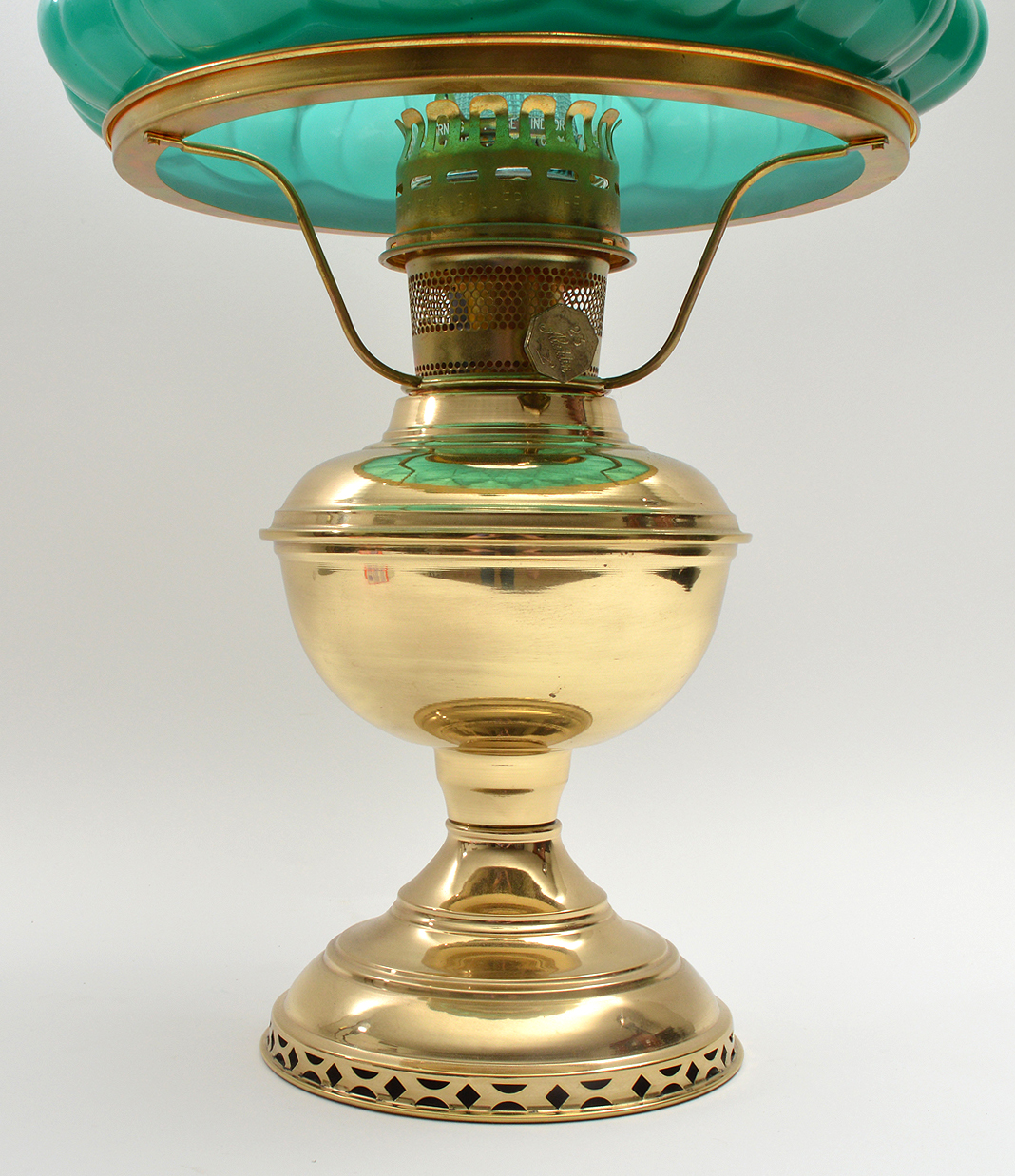 Aladdin 23 Brass and Cased Glass Oil Lamp