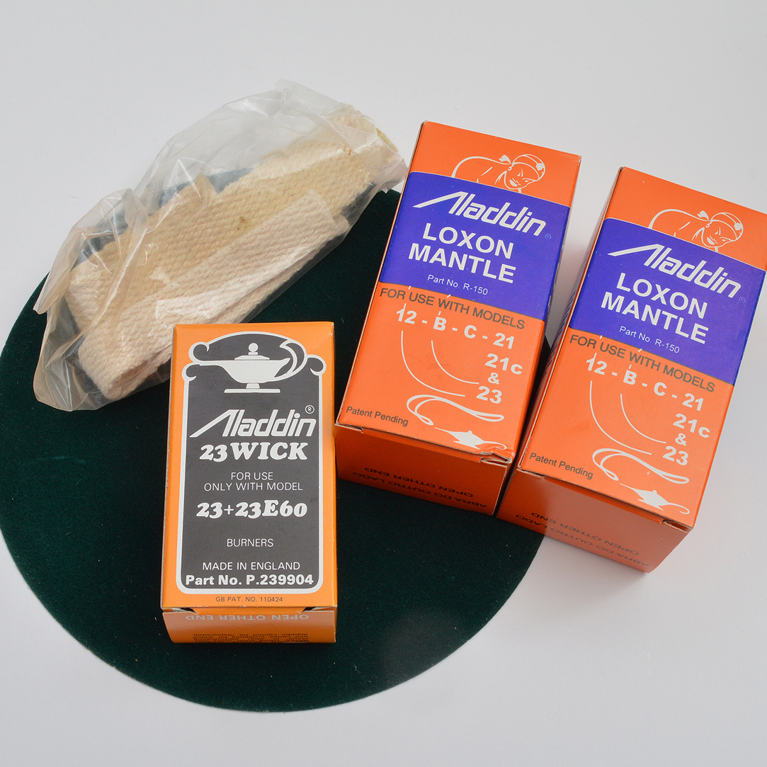 Aladdin 23 Brass and Cased Glass Oil Lamp