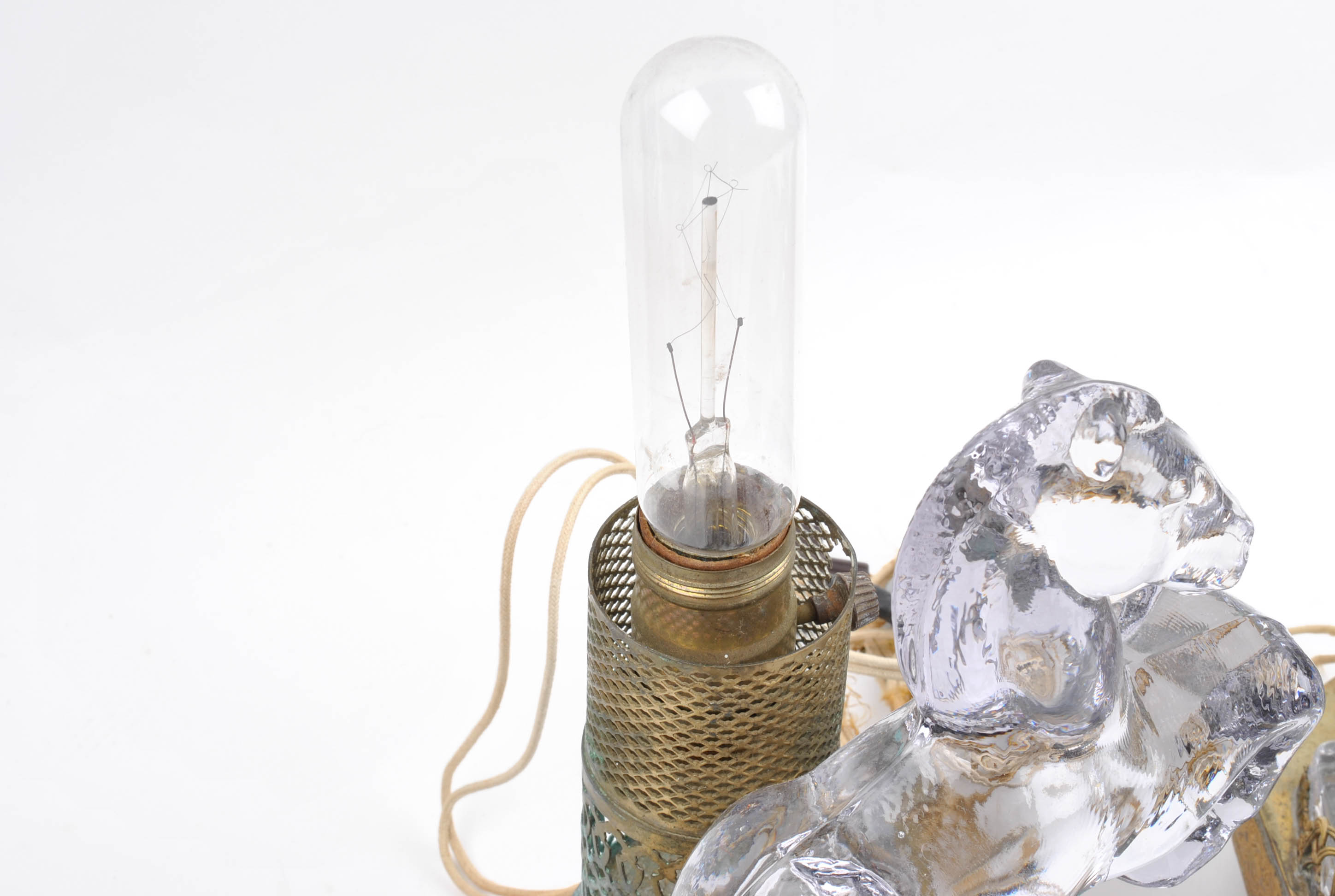 Vintage Glass and Metal Horse Lamps