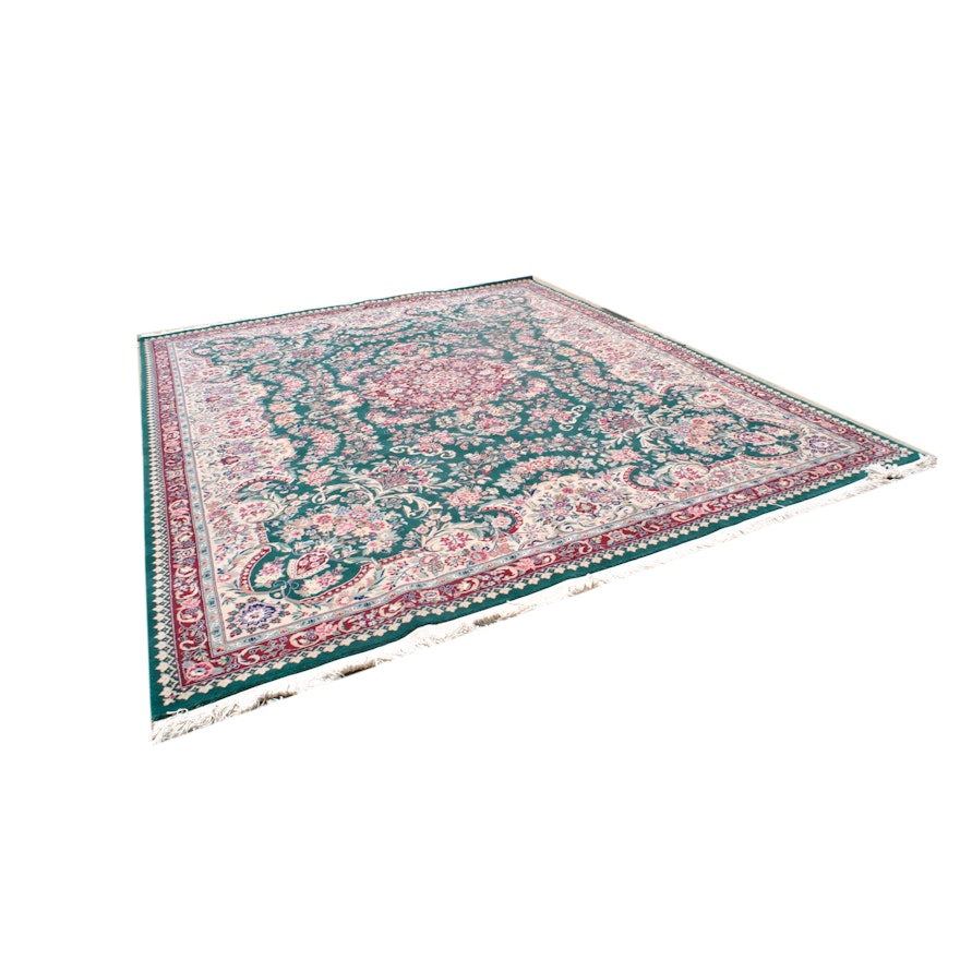 Hand-Knotted Chinese Floral Wool Area Rug