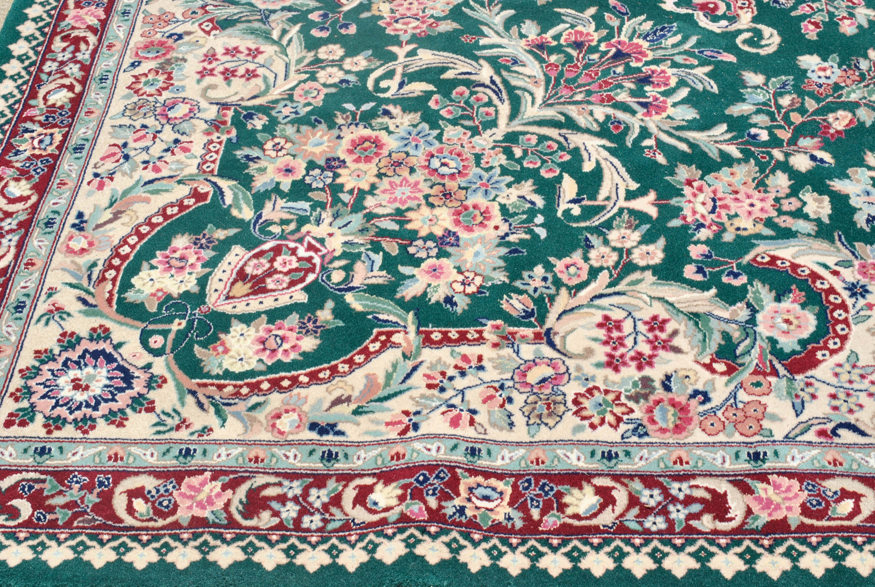 Hand-Knotted Chinese Floral Wool Area Rug