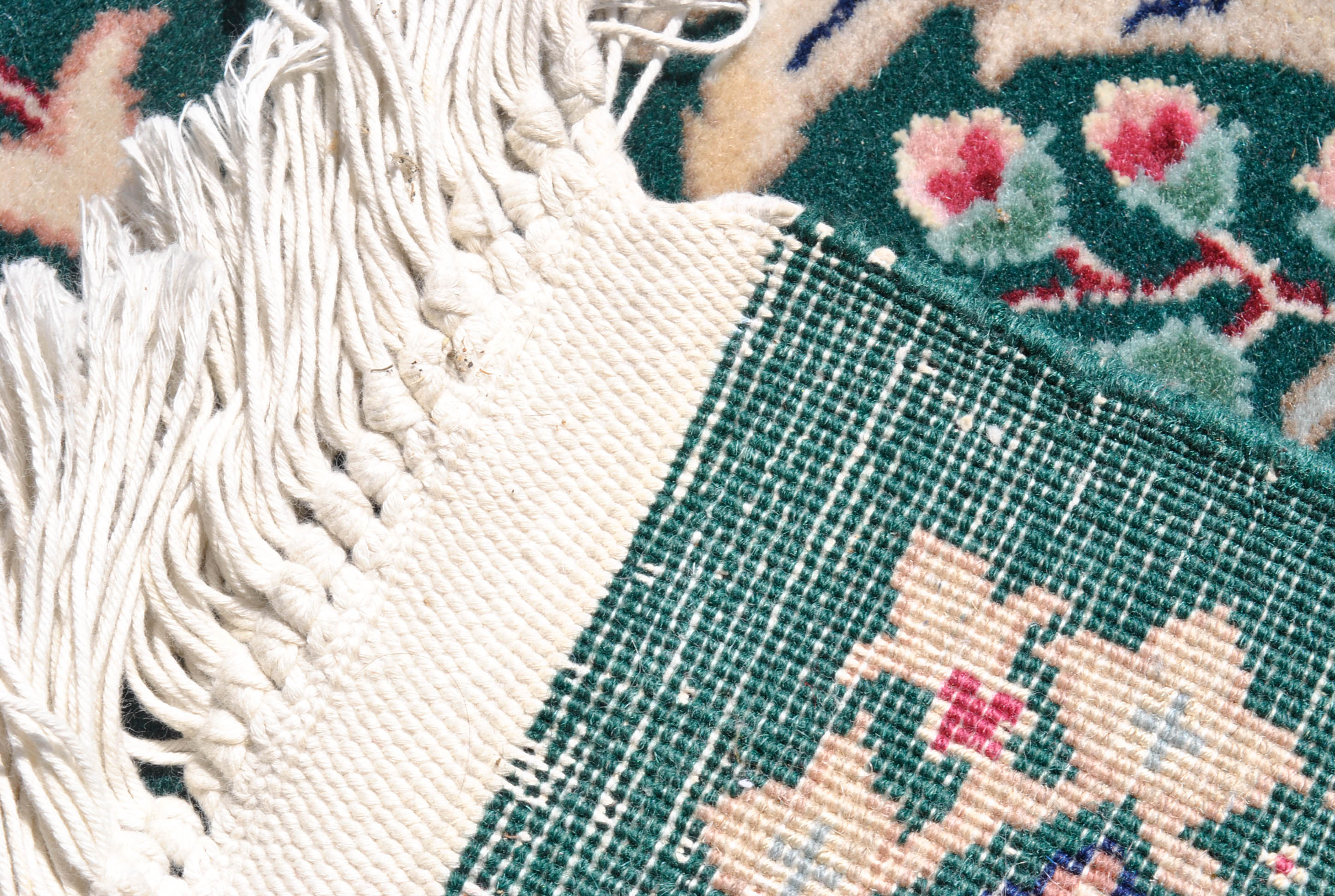 Hand-Knotted Chinese Floral Wool Area Rug