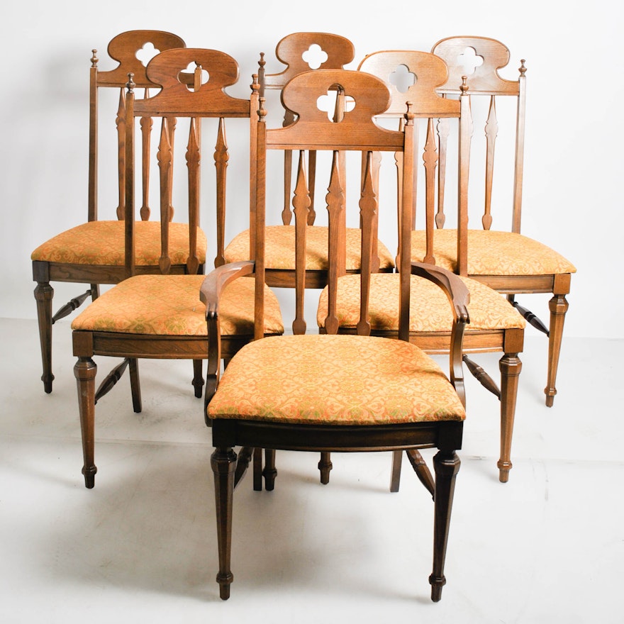 Six Quatrefoil Arch Chairs