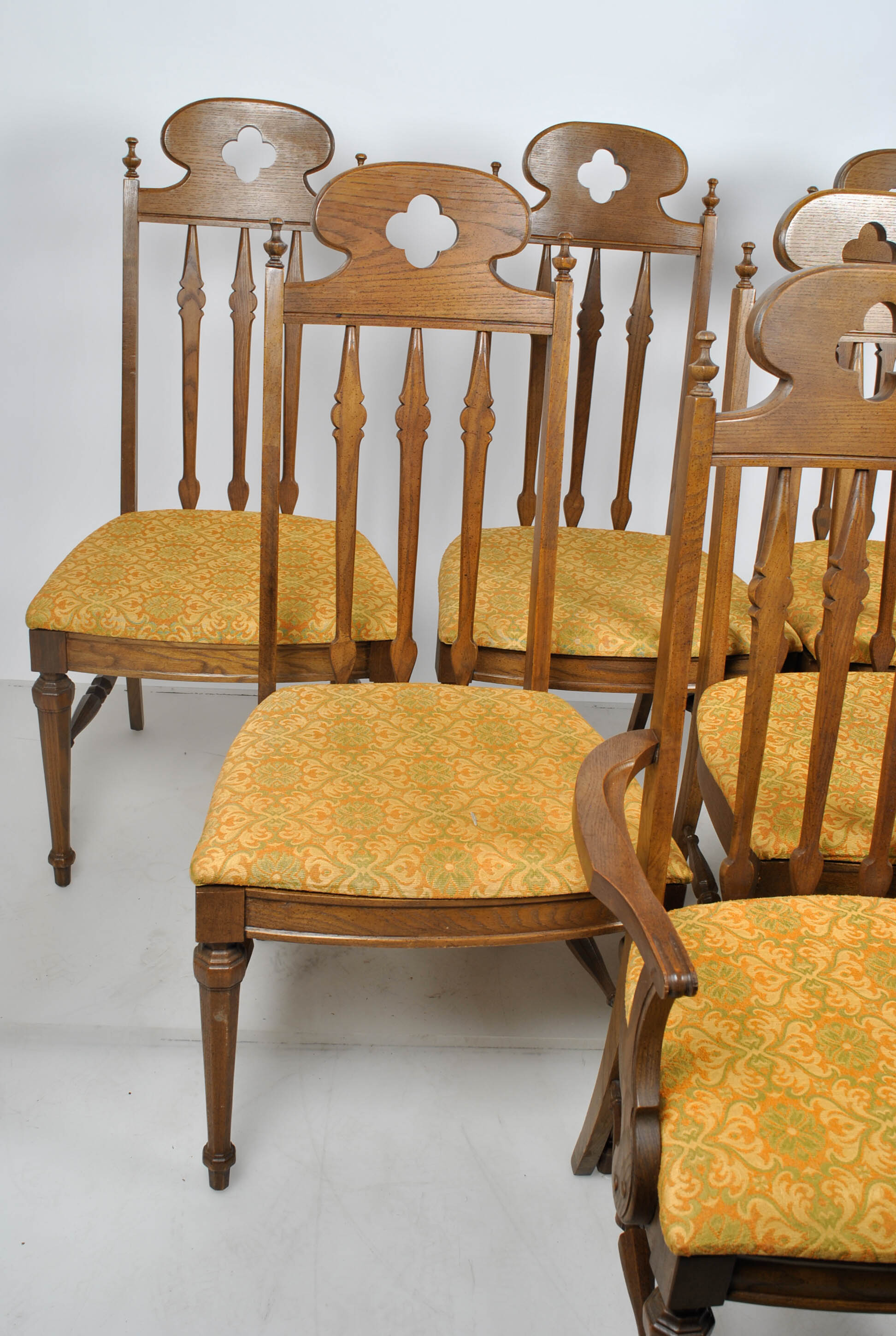 Six Quatrefoil Arch Chairs