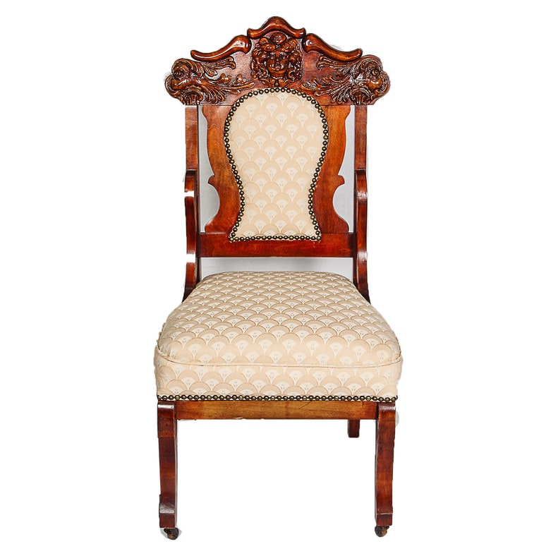 Vintage Italian Renaissance Style Carved Mahogany Side Chair