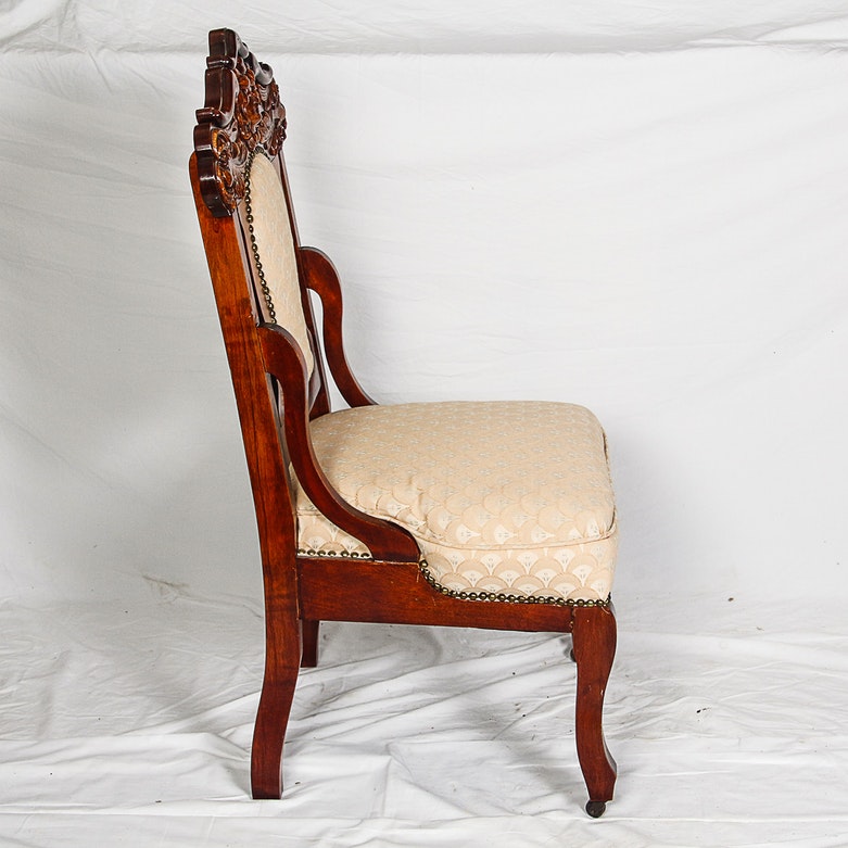 Vintage Italian Renaissance Style Carved Mahogany Side Chair