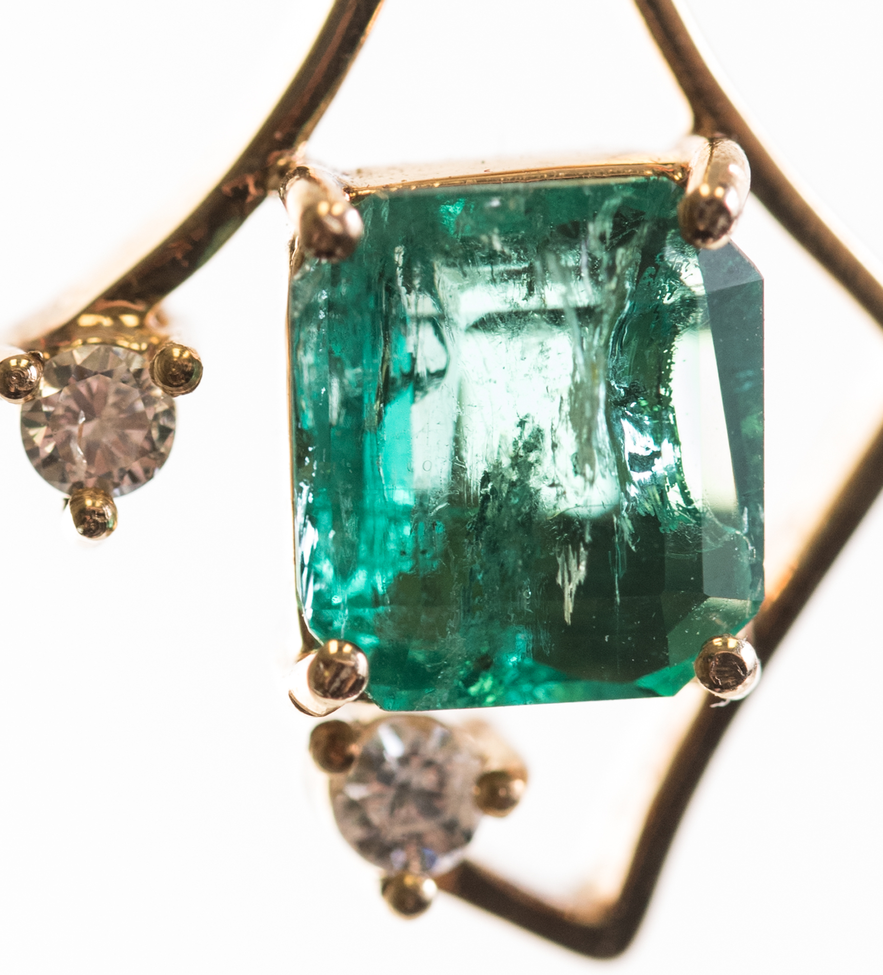 14K and 18K Yellow Gold Emerald and Diamond Necklace