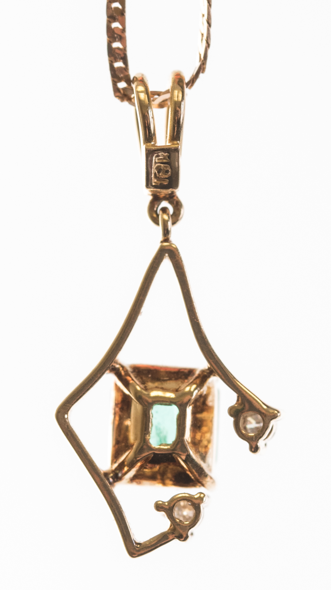 14K and 18K Yellow Gold Emerald and Diamond Necklace