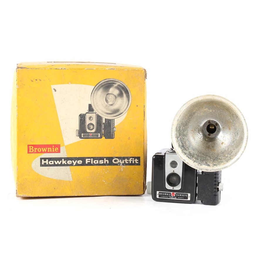 Vintage Kodak Brownie Hawkeye Camera with Flash