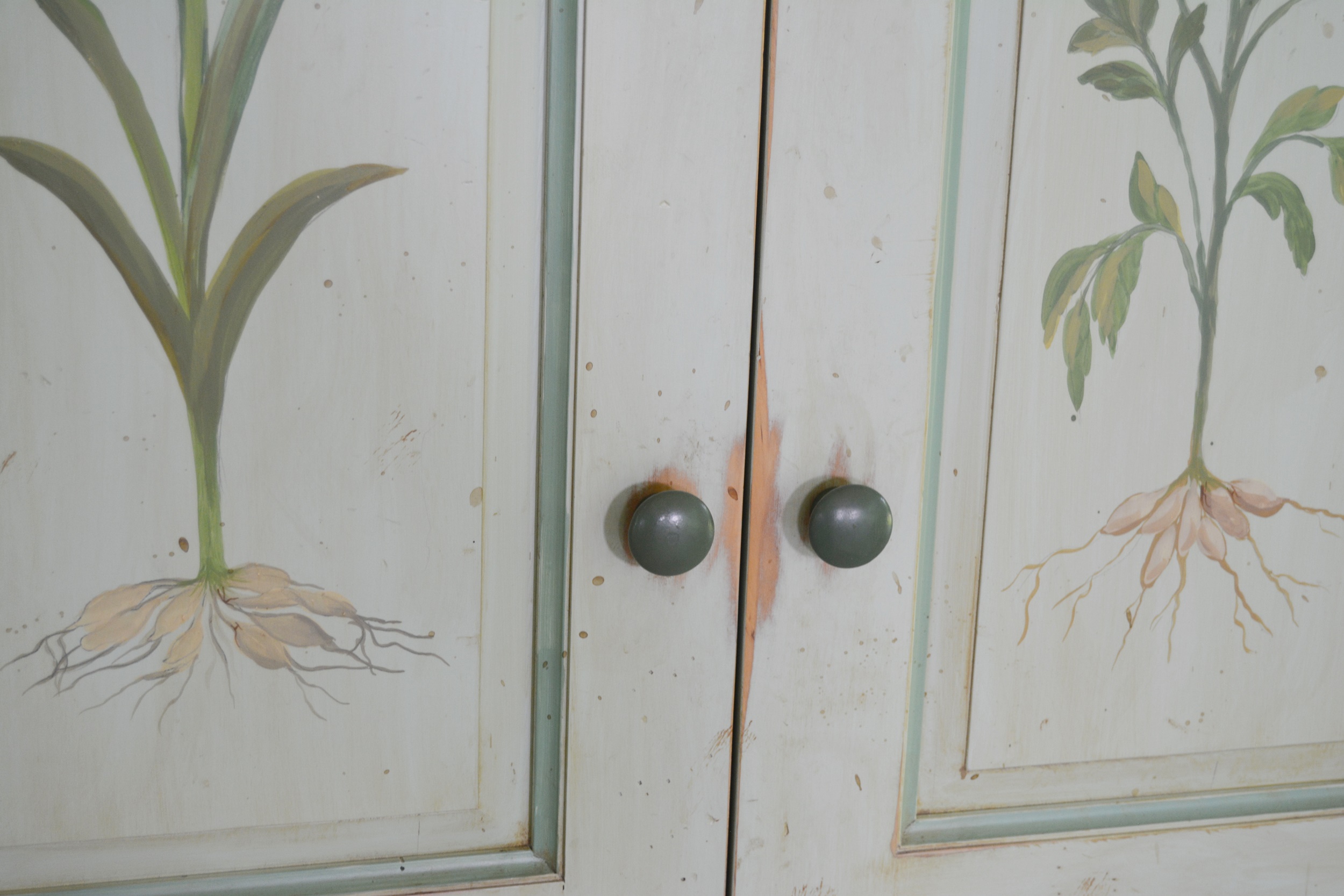 Romweber Botanical Style Painted Armoire/Entertainment Center EBTH