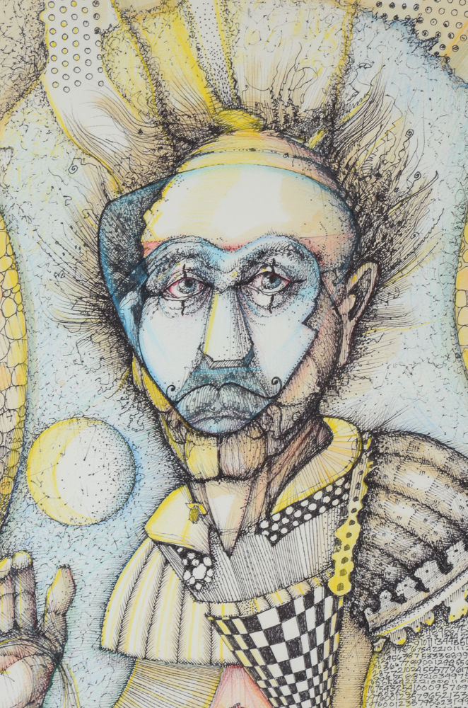 R. Arnold Edmondson Original Ink and Watercolor on Paper "Johnny Man"