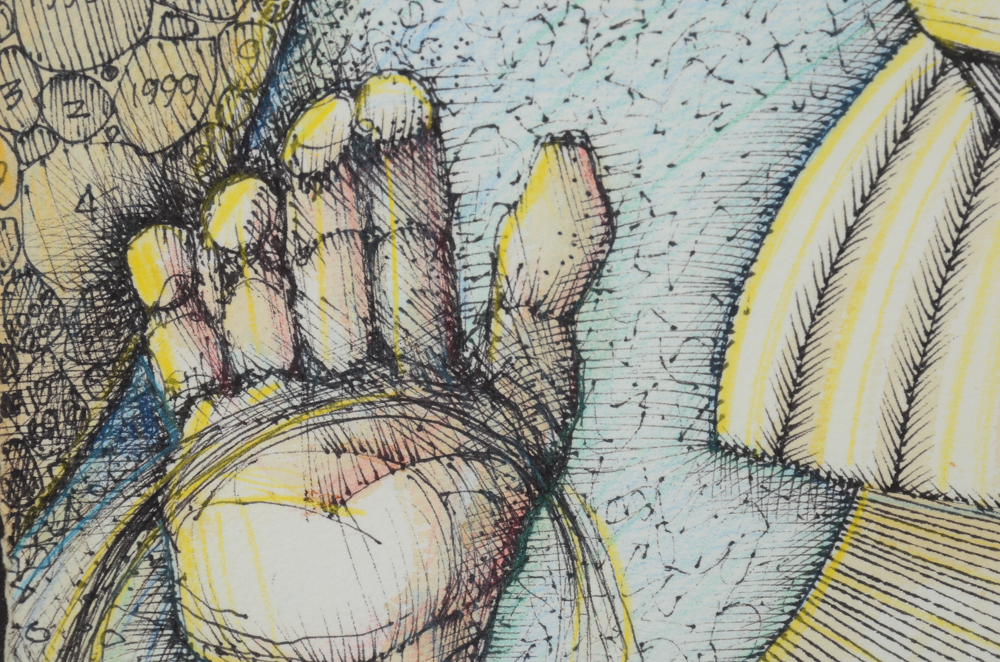 R. Arnold Edmondson Original Ink and Watercolor on Paper "Johnny Man"