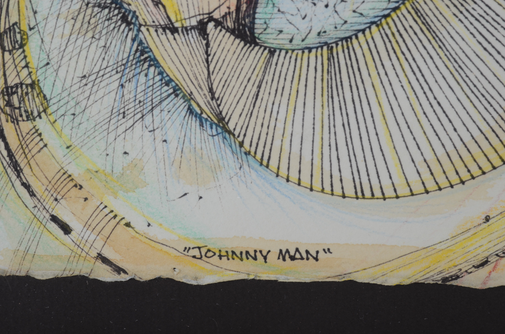 R. Arnold Edmondson Original Ink and Watercolor on Paper "Johnny Man"