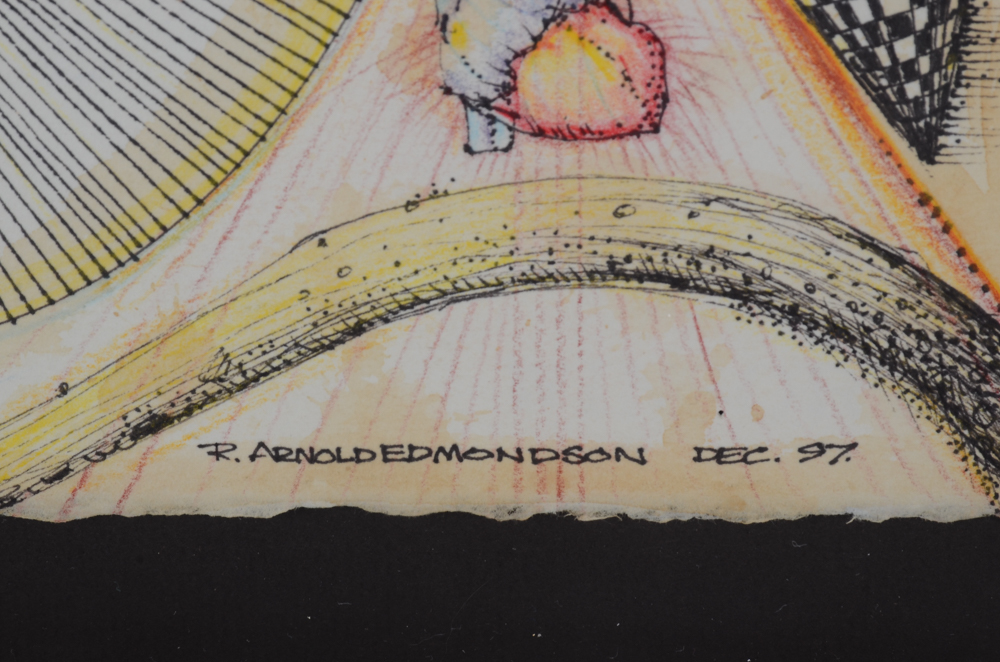 R. Arnold Edmondson Original Ink and Watercolor on Paper "Johnny Man"