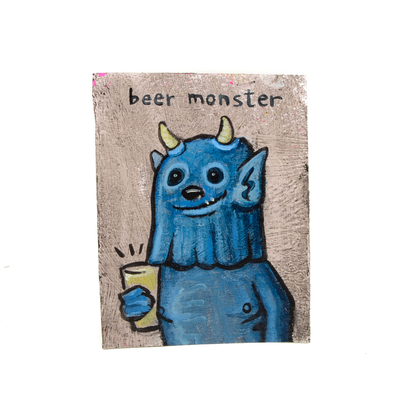 N. Scott Carroll Outsider Pop Art Painting "Beer Monster"