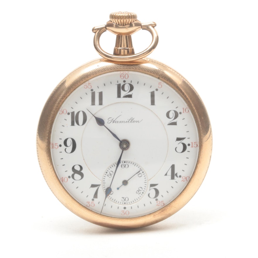 1913 Hamilton Gold Filled Open Face Pocket Watch
