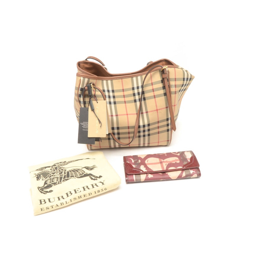 Burberry "Canter" Horseferry Check Handbag and Wallet