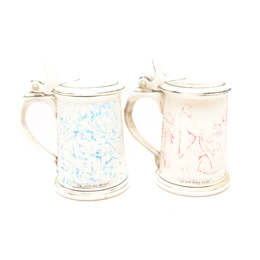 Pair of American Revolution Themed Steins