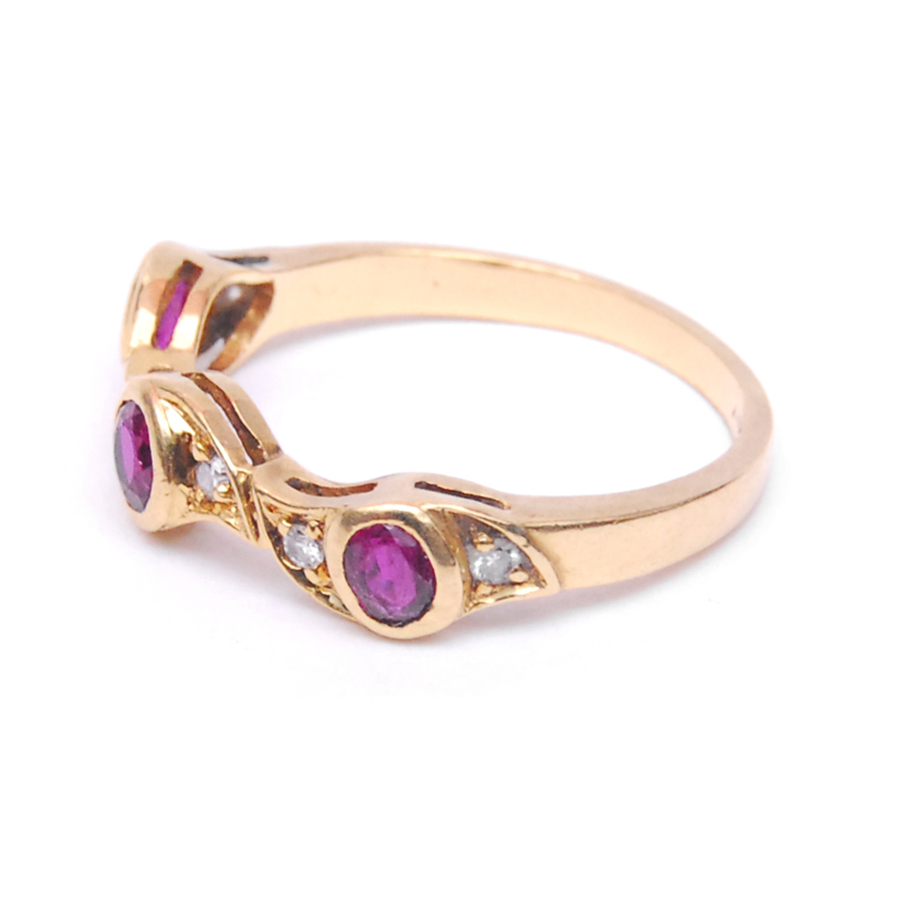 18K Yellow Gold Ruby and Diamond Stacking Ring