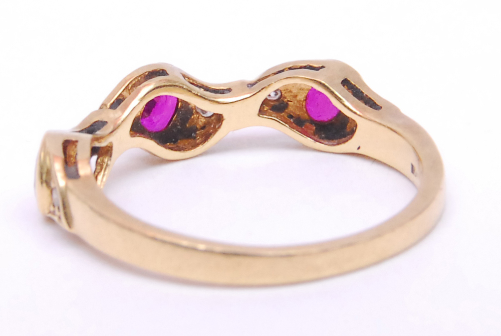 18K Yellow Gold Ruby and Diamond Stacking Ring