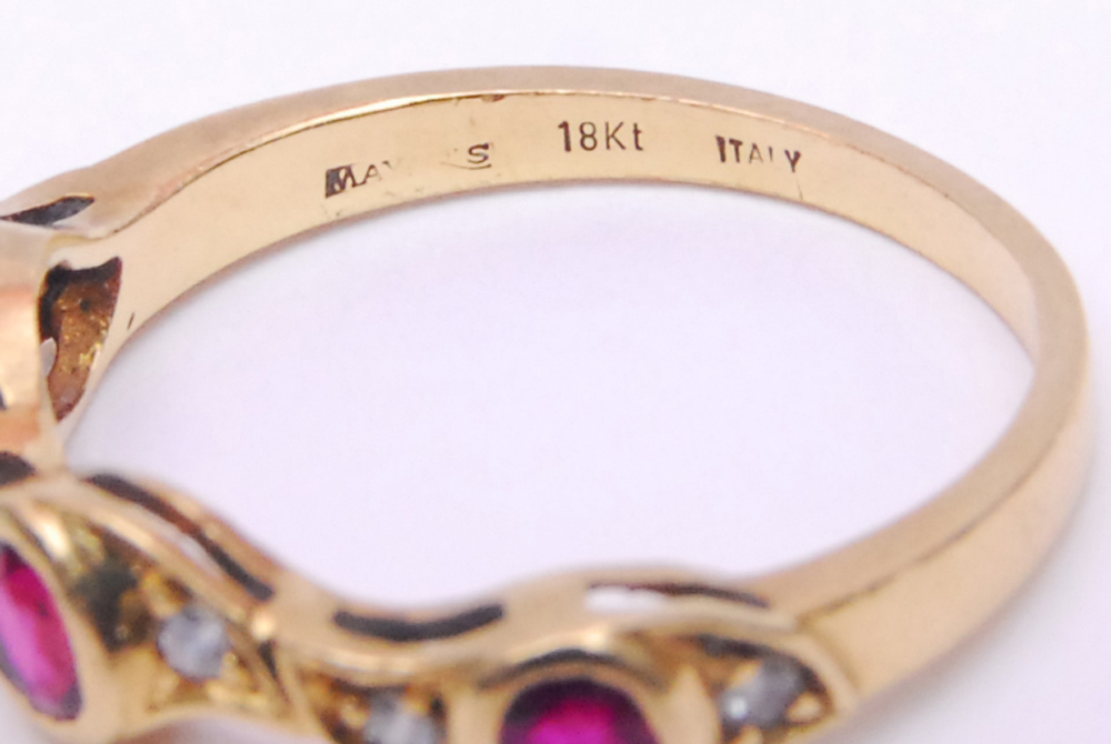 18K Yellow Gold Ruby and Diamond Stacking Ring