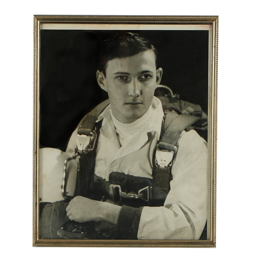 Gelatin-Silver Photograph Portrait of a Pilot