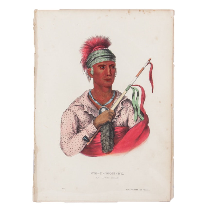 "Ne-O-Mon-Ni" McKenney & Hall Hand Tinted Lithograph and Text