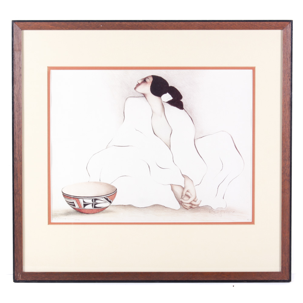 R.C. Gorman 1979 Signed Artist's Proof Offset Lithograph Native American Woman