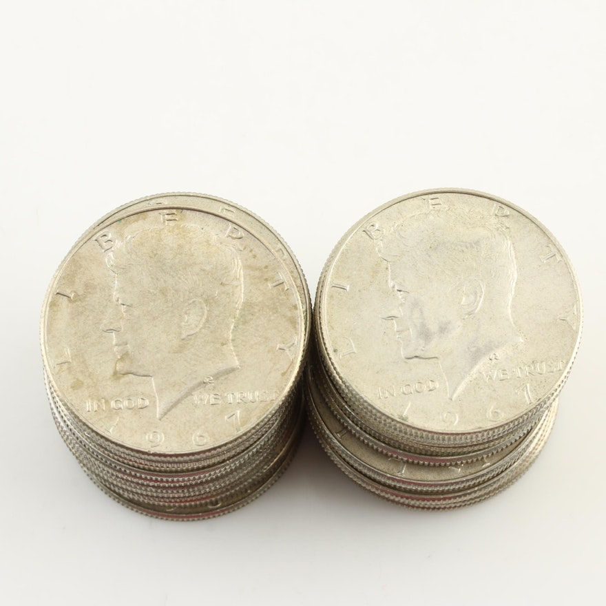 Group of Thirty 1967 JFK Silver Clad Half Dollars