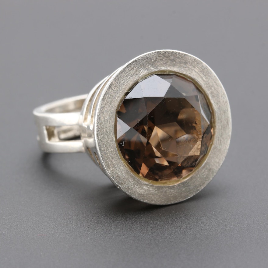 German Sterling Silver Smoky Quartz Ring