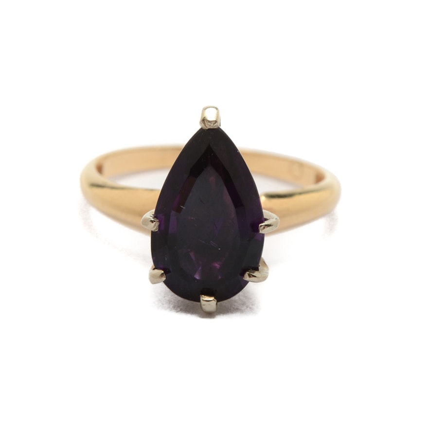 14K Yellow Gold Amethyst Ring