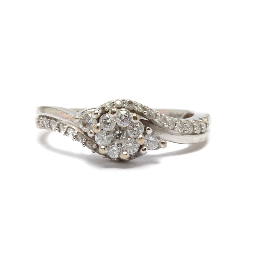 10K White Gold Diamond Ring