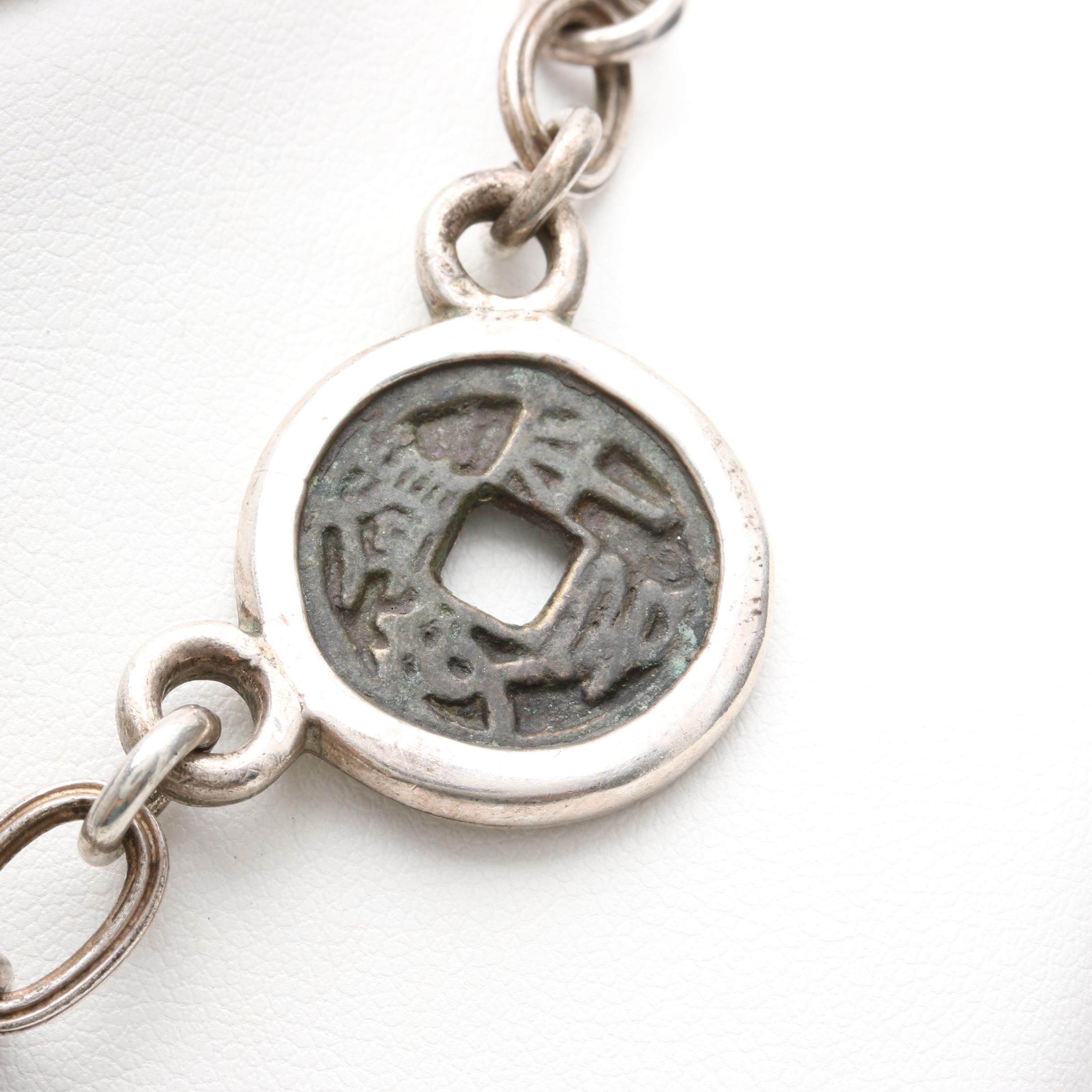 Barry Brinker 950 Silver Black Mother of Pearl Necklace