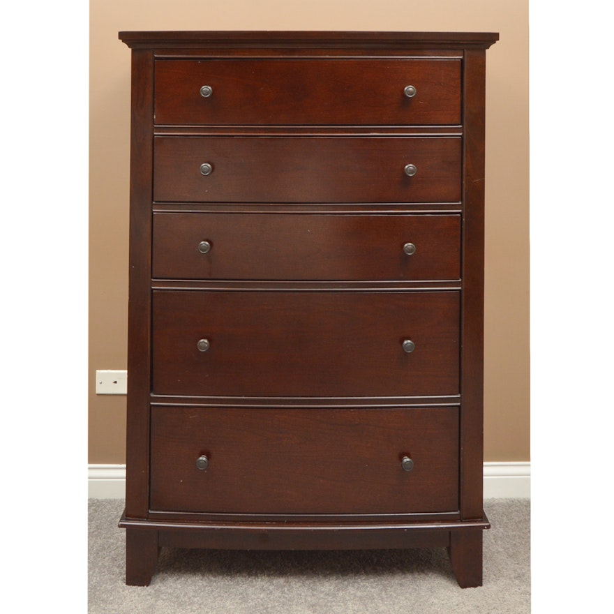 Cherry Finish Chest of Five Graduated Depth Drawers