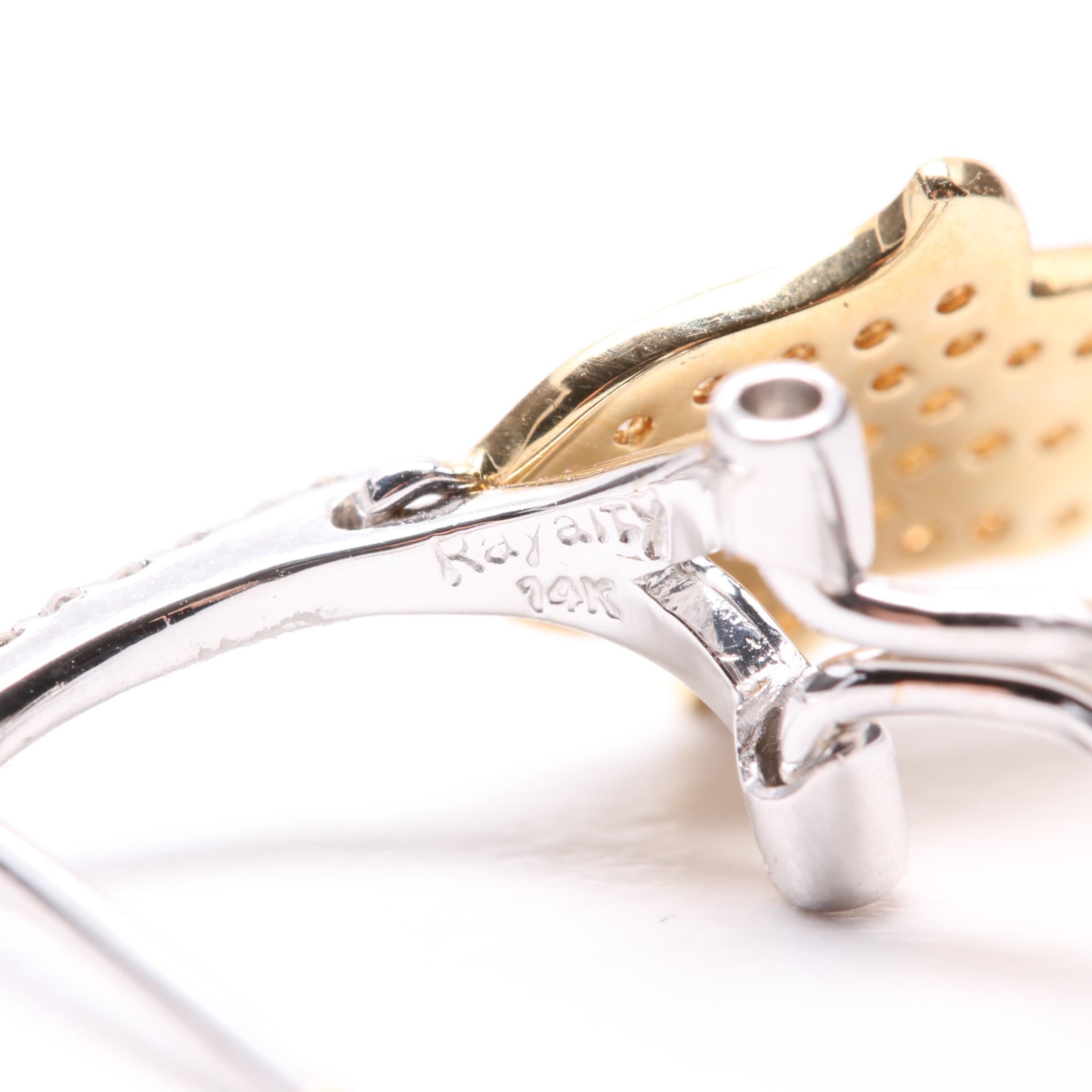 14K Yellow and White Gold Diamond Hamsa Dangle Earrings