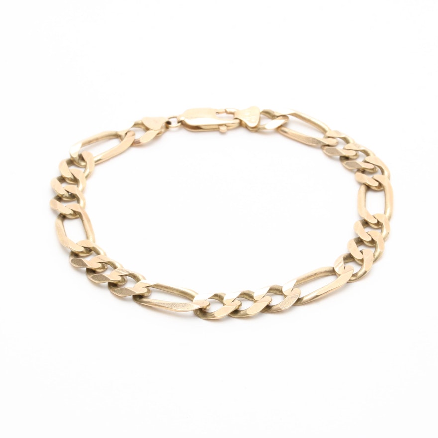 10K Yellow Gold Italian Figaro Link Bracelet